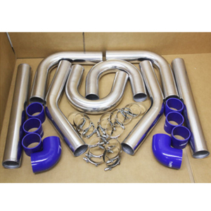 INTERCOOLER TUBO 2 "2.5" 3 "3.5" 4 "IN ALLUMINIO PIPING + T-CLAMPS + TUBI FLESSIBILI di SILICONE - Product Image 1