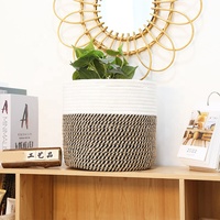 Prêt à expédier taille personnalisée couleur décor à la maison ronde fait à la main coton corde panier pour fleur arbre plantes vertes