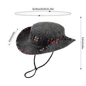 Venta al por mayor al aire libre plegable sombrero de cubo Gorras visera de protección solar 3D bordado senderismo pesca visitar playa hecho de algodón lavado - Product Image 2