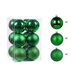 2025 nuevo juego de 12 piezas decorativas navideñas de bolas galvanizadas de plástico brillante con purpurina mate para decoración de árboles - Product Image 2