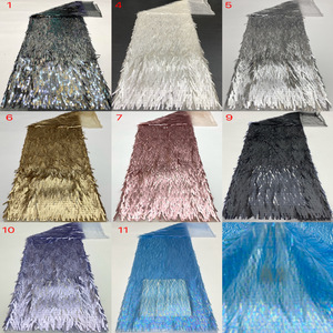 Tela de Lentejuelas Rectangulares Largas Blancas, Tela de Lentejuelas con Flecos, Lentejuelas Marrón Dorado Oscuro, Encaje para Vestido de Mujer - Product Image 3