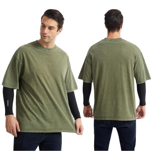 Camisetas Oversize de Punto con Lavado Ácido Vintage de Alta Calidad Personalizadas, de Secado Rápido, con Cuello Redondo, Tallas Grandes, 100% Algodón, Venta al por Mayor - Product Image 1