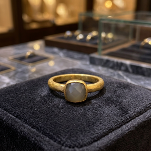 Classic Grey Hydro Gemstone Gold Plated Silver Square Shape <b>Ring</b> Pave Claw Settings Unisex Women Men Children Certified Party - Product Image 5