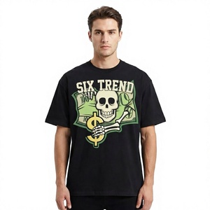 Wholesale High Quality Heavyweight 100% Cotton Oversized Graphic <b>T</b>-<b>shirt</b> Custom Plaid Front Print Breathable Streetwear Men - Product Image 1