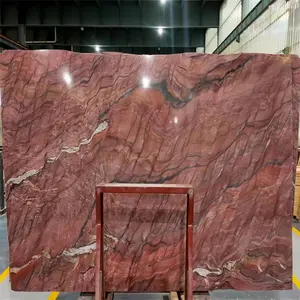 โรงงานขายส่งที่มีคุณภาพสูงที่นิยมฟิวชั่นสีแดง Quartzite ผ้าไหมอิมพีเรียลหินแกรนิตสีแดงถูหินแกรนิตสีแดงภายในปู