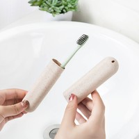 Vente en gros de brosse à dents portable de voyage en paille de blé Boîte de rangement pour les voyages d'affaires, le camping et l'école