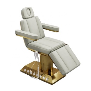 KISEN Luxurious Salon Massage Table and Chair Set Modern 4 Motors Gold Base Electric Hydraulic Facial Beauty <b>Bed</b> Massage SPA <b>Bed</b> - Product Image 1