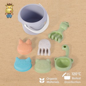 Wholesale Wheat Straw Beach Toy Set 7pcs <b>Kids</b> Bucket with Animal Claw Rake <b>Watering</b> <b>Can</b> Sea Animal Moulds Mesh Bag - Product Image 4