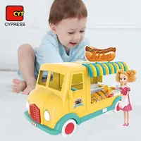 Çocuk Plastik Pizza oyuncak seti Hot Dog Oyuncak yemek arabası Oyuncak