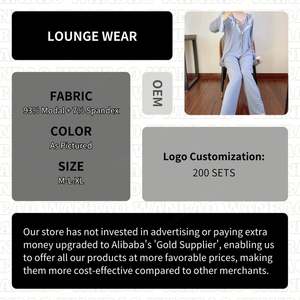 WanBao Mujer Manga Larga Algodón Logotipo Personalizado Tallas Grandes Mujeres Modal Lounge Sets para Mujeres - Product Image 2