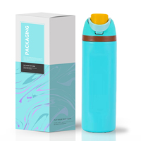 Botella de Agua Ahea con Aislamiento al Vacío para Deportes, Viajes y Automóvil, Botella de Agua de Acero Inoxidable con Pajita y Asa