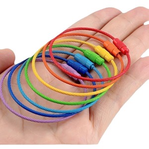 Porte-clés créatif en fil d'acier inoxydable coloré style bonbon, diamètre 1,5 mm, accessoire durable à usage général - Product Image 5
