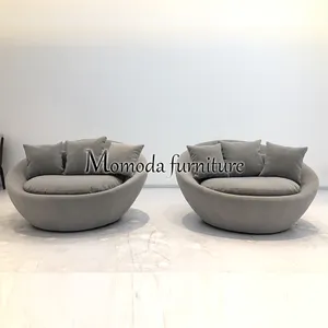 MMD-18-5-20 圆形蛋壳设计天鹅绒面料独特的客厅家具单人沙发休闲椅