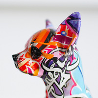 Ornements créatifs et colorés en résine, petits chiens mignons, imprimés par transfert d'eau, style Art Déco, Chihuahua, Bouledogue, pour la maison, le salon, l'entrée