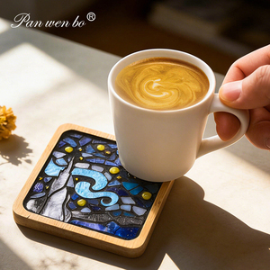 Kit de Posavasos de Madera DIY Hecho a Mano para Café, Té, Tazas y Cuencos, Material en Blanco para Manualidades de Adultos, Mosaico de Madera y Bambú - Product Image 3