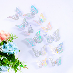 12Pcs 3D Papillon Décor Papillon Décoration Murale Autocollants Papillons Dorés pour Fête Anniversaire Gâteau <span class=keywords><strong>Chambre</strong></span> et Décorations Murales - Product Image 2