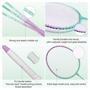 Racchetta da <span class=keywords><strong>Badminton</strong></span> con impugnatura sintetica di alta qualità leggera con durezza eccellente racchetta da <span class=keywords><strong>Badminton</strong></span> 2 pezzi con borsa e volano - Product Image 2