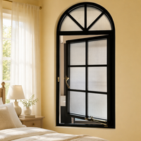 Fenêtre à battant en métal sur mesure avec cadre en aluminium et porte en verre pour usage résidentiel et hôtelier, design arqué unique