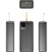 QC 3.0 PD3.0 adaptatif 65W chargeur sans fil Type C PD batterie externe rapide avec affichage LED ordinateur portable USB Interface d'entrée cc