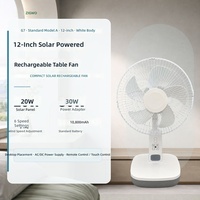 Ventilador Solar de 12 Pulgadas con Gran Flujo de Aire, Portátil, de Doble Uso, Control Remoto Mecánico, Cabezal Oscilante de Nueve Velocidades para el Hogar