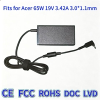 65W 19V 3.42A DC 3.0 1.1mm Half Mark Pengisi Daya Laptop AC Cocok untuk Acer Swift 3 SF314 Aspire 3 A314 A315 TravelMate Notebook Adapter