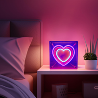 Lampu Neon Cinta Merah Muda Romantis Pelangi LED Cermin Seribu Lapis Hadiah Hari Valentine Pernikahan Ulang Tahun