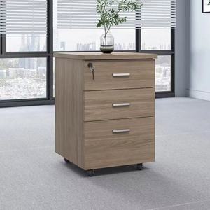 File Cabinet <strong>Office</strong> File Cabinet Three <strong>Drawers</strong> Low Rise Wooden Lockable Mobile Storage Cabinet - Product Image 3