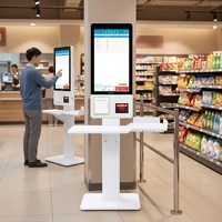Kiosco de Autoservicio de 27 Pulgadas para Restaurantes, Terminal con Pantalla Táctil, Impresora de Recibos y Personalización de Menús