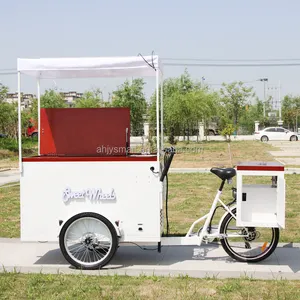 Oem kargo komersial sepeda roda tiga elektrik 3 roda sepeda krim untuk dijual Pedal membantu Freezer sepeda penjual es loli troli