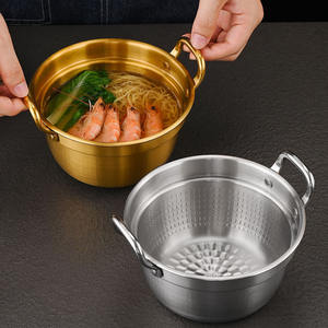 Olla de Ramen Coreana de acero inoxidable para el hogar con doble ASA, olla de sopa dorada/plateada, olla de leche duradera <span class=keywords><strong>a</strong></span> prueba de herrumbre para restaurante - Product Image 5
