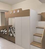 Lits superposés minimalistes personnalisés avec bureau, armoire et lit intégrés dans une seule conception, adaptés aux appartements et aux chambres