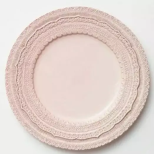 Sanzo Ceramic high definition Pink Carving Porcelain Wedding Charger Plate