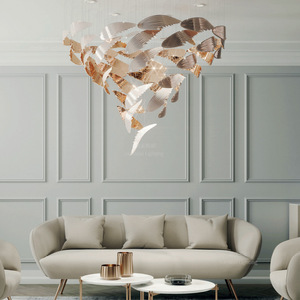 Lustre en verre élégant pour hôtel et restaurant, idéal pour salon, chambre, bureau, design artistique, villa, bâtiment, lampe suspendue HM - Product Image 4