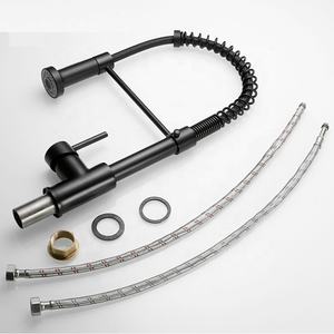 النحاس مقبض واحد ذراع واحد الربيع ماتي الأسود سحب أسفل بالوعة المطبخ مقبض واحد صنبور - Product Image 4