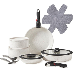 Ollas de Cocina de Alta Calidad con Tapas de Vidrio, Asas Desmontables, Aptas para Lavavajillas y Horno, para Estufas de Gas e Inducción, Juego de Utensilios de Cocina de Cerámica - Product Image 1