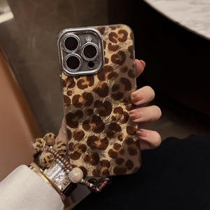 Custodia per telefono di lusso con stampa leopardata glitterata e cordino per <span class=keywords><strong>iPhone</strong></span> 17 16 Plus 11 12 13 14 15 Pro Max X XR <span class=keywords><strong>XS</strong></span> MAX Cover posteriore - Product Image 5