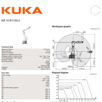 Bras robotisé KUKA KR10 R1100-3 à 6 axes, haute vitesse, portée de 1100 mm, pour assemblage automatique avec préhenseur à vide