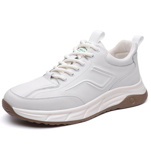 <b>White</b> Men's Casual Sneakers <b>Lace</b>-Up Sporty Leather Shoes Solid Color Fashionable For Leisure Wenzhou Zhejiang - Product Image 5