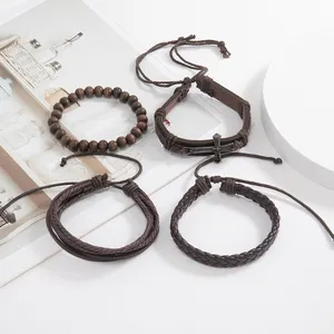 Professional Jewelry Custom Wholesale Punk Men's Charm Bracelet Cross Scripture Bracelet 4 Pieces Set Bracelet