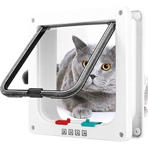 Plaque de porte moderne carrée pour chats et chiens, en acrylique, avec 4 modes de verrouillage, écologique, taille moyenne, pour portes intérieures/extérieures, résistante aux intempéries - Product Image 1