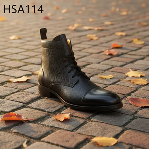 LXG, Chaussures habillées noires à double articulation pour négociations d'affaires, semelle extérieure robuste en caoutchouc avec clous en fer, chaussures formelles mi-montantes HSA114 - Product Image 1