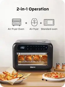 2-in-1 Smart Air Fryer Toaster Oven Combo 14QT Stainless Steel Oven With Digital Countertop Natural Convection Roast Bake