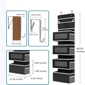 Organisateur de porte pliable robuste pour placard, salle de bain, chambre d'enfant, rangement mural suspendu avec 4 grandes poches de grande capacité - Product Image 5