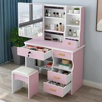 Ensemble de coiffeuse moderne en bois blanc avec miroir LED et tabouret – Table de maquillage pratique pour la maison et la chambre