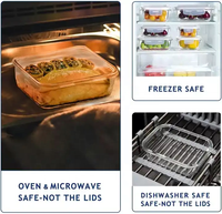 Contenants de préparation de repas en verre sans BPA, hermétiques, adaptés au congélateur et au four, ensemble de boîtes à lunch bento avec couvercles verrouillables