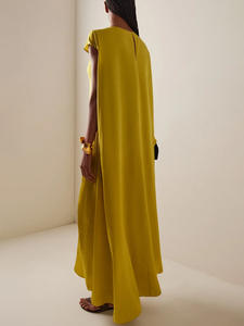 <span class=keywords><strong>Abito</strong></span> <span class=keywords><strong>Elegante</strong></span> <span class=keywords><strong>Giallo</strong></span> Ampio, Nuovo Modello Autunnale, Vestito Lungo da Sera Asimmetrico e Aderente - Product Image 3