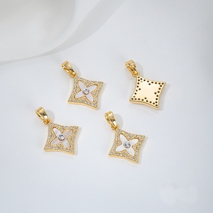 批发 DIY 手链项链饰品吊坠 14K 珍珠母贝镀金保色几何形状 - Product Image 2