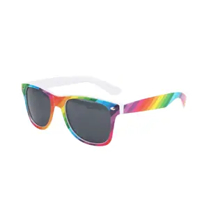 Regenbogen Sonnenbrille Fan Mode Regen Bogen Kunststoff Event weiße Sonnenbrille Frauen Männer Regenbogen Sonnenbrille