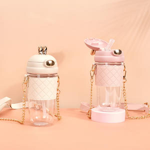<span class=keywords><strong>2022</strong></span> bouteille d'eau en plastique avec paille pour filles, sans BPA, bouteille d'eau avec motif de lapin mignon, à la mode - Product Image 2