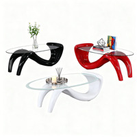 Table basse créative ovale moderne avec plateau en verre pour hôtel, extérieur, appartement, salon - Vente en gros de meubles